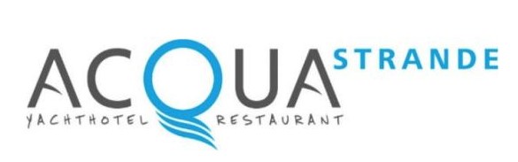 ACQUA STRANDE logo with a blue water motif forming the Q and the words 'YACHT HOTEL RESTAURANT' beneath.