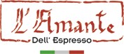 Brand logo for L'Imante Dell'Espresso, with red border and small green and red accent bars.